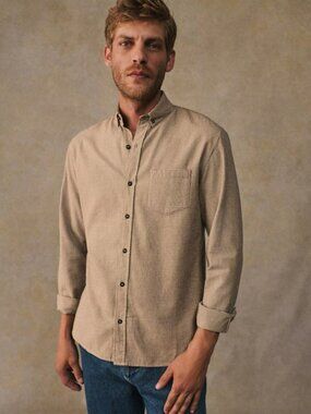 Octobre Sezane Flannel Charlie Shirt Camel Ecru Houndstooth Size L Large